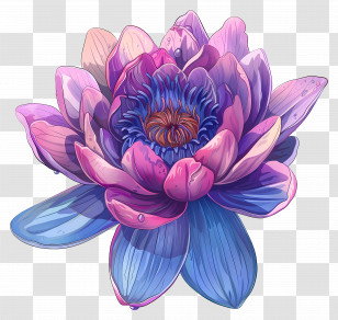 Water Lily - Beautiful Purple And Blue Lotus Flower Illustration Transparent PNG