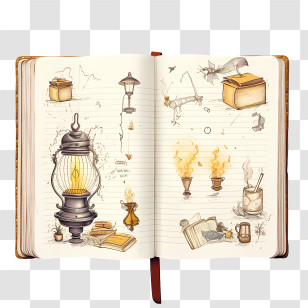 Dear Diary Day - Magical Sketches In Open Notebook Transparent PNG
