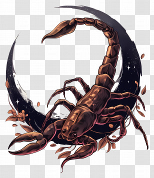 Scorpion Tattoo - Scorpion With Moon Illustration Transparent PNG