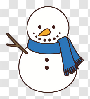 Cartoon - Snowman With Blue Scarf Transparent PNG