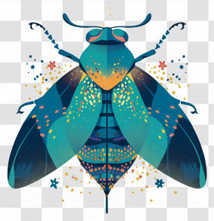 Insect - Colorful Insect With Artistic Pattern Transparent PNG