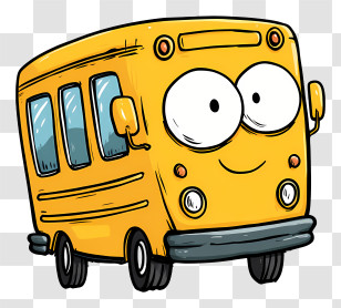 Cartoon School Bus - Cartoon Yellow Bus Transparent PNG