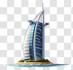 Iconic Architecture Dubai - Sail-shaped Building In Modern Architecture Transparent PNG