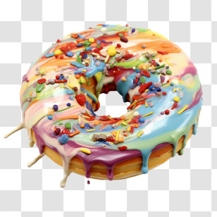 Donut
 - Rainbow Glazed Donut With Dripping Glaze Transparent PNG