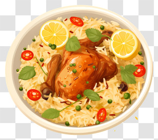 Hand Drawn Chicken Biryani - Delicious Chicken Rice Dish Transparent PNG
