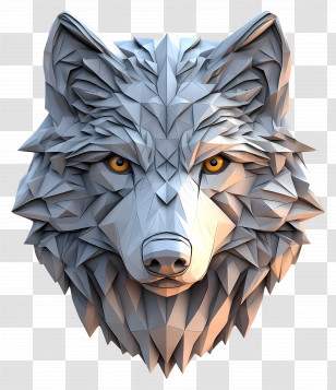 Wolf Face - Geometric White Wolf Transparent PNG