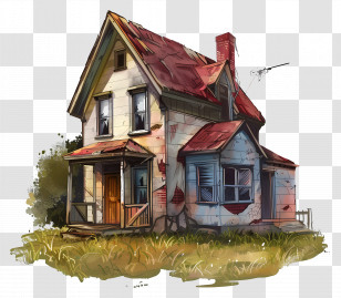 Old House - Aged And Weathered Old Isolated House Transparent PNG