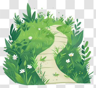 Grass Path - Illustrated Garden Path With Scenic Greenery Transparent PNG