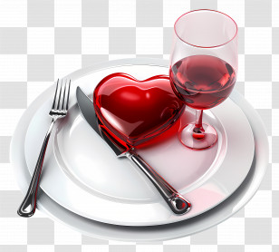 Love Design - Heart And Wine On A Plate Transparent PNG