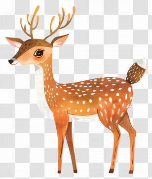 Cartoon Deer - Spotted Deer Illustration With Antlers Transparent PNG