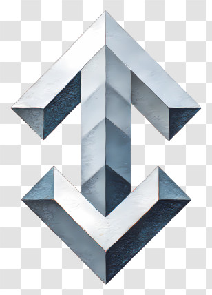 Silver Arrow - 3D Metallic Arrows Transparent PNG