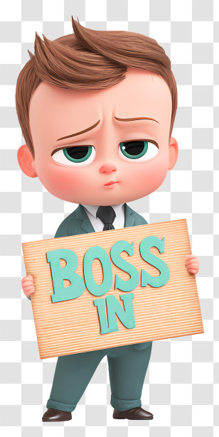 Boss Baby Holding Placard - Boss Baby In Suit Holding Sign Transparent PNG