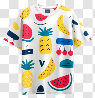 Summer Tshirt - Fruit Pattern T-shirt For Summer Transparent PNG