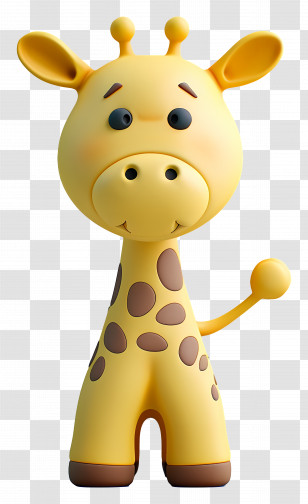 Giraffe - Yellow Cartoon Giraffe With Smiling Face Transparent PNG