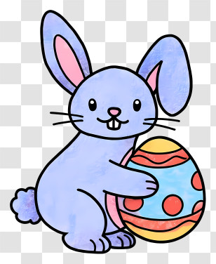 Easter Bunny Painting Egg - Cute Easter Bunny With A Colorful Egg Transparent PNG