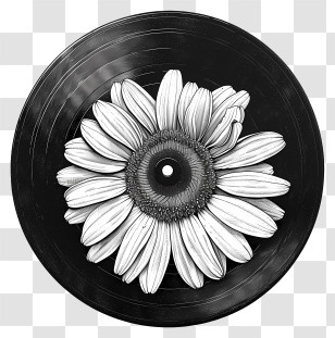 Vinyl Record - Vinyl Record With Daisy Flower Transparent PNG