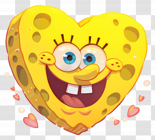 Spongebob Heart - SpongeBob In Cute Heart Shape Design Transparent PNG