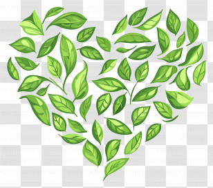 Tea Leaves - Heart Made Of Green Leaves Illustration Transparent PNG