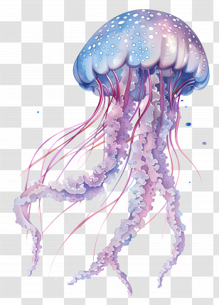 Jellyfish - Colorful Jellyfish Illustration With Marine Elegance Transparent PNG
