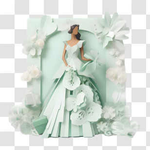 Wedding Dress
 - Elegant Paper Art Woman With Floral Dress Transparent PNG