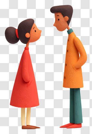 Couple Talking Gazing Each Other - Couple Facing Each Other Transparent PNG