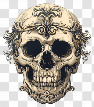 Skull - Ornately Designed Skull Art Transparent PNG