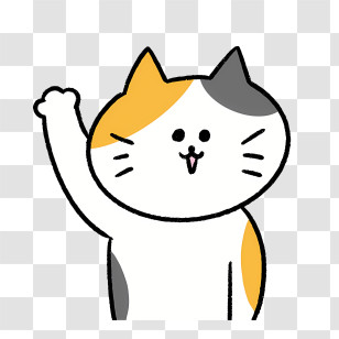 Cartoon - Calico Cartoon Cat Waving Transparent PNG