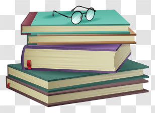 Book - Stack Of Books With Reading Glasses On Top Transparent PNG