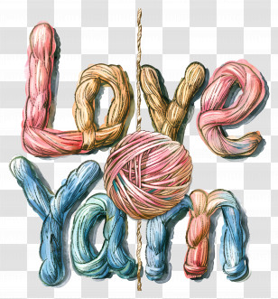 I Love Yarn Day - Love Yarn Text Illustration Transparent PNG