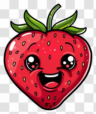 Cartoon Strawberry - Happy Strawberry Cartoon Character Transparent PNG