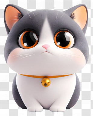 Lovely Cat - Adorable Cartoon Cat With Bell Transparent PNG