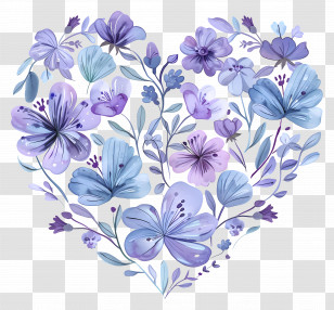 Heart Flower - Purple Floral Heart-Shaped Design Transparent PNG