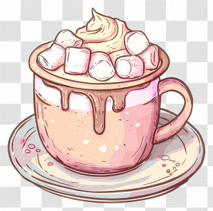 Hot Chocolate With Marshmallows - Hot Chocolate With Creamy Marshmallows In A Mug Transparent PNG
