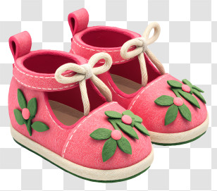 Girl Baby Shoes - Cute Pink Shoes With Floral Design Transparent PNG