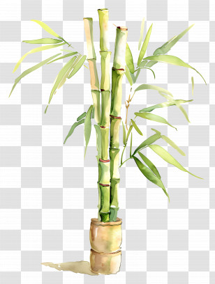 Bamboo Plant - Potted Green Bamboo Plant Illustration Transparent PNG
