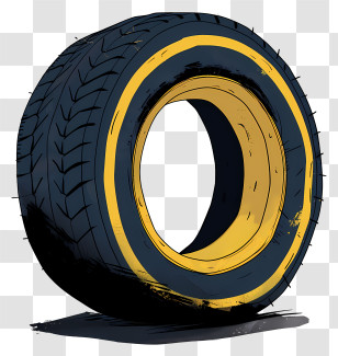 Car Tire - Black And Yellow Tire Illustration Transparent PNG