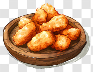 Chicken Nuggets - Plate Of Golden Fried Nuggets Transparent PNG