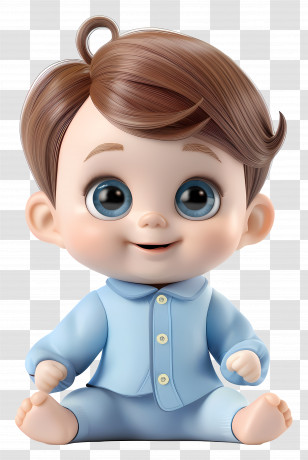 Baby - Cute Cartoon Baby In Blue Outfit Transparent PNG