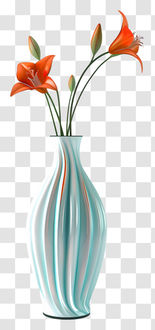 Plastic Vase - Elegant Flower Vase With Orange Flowers Transparent PNG