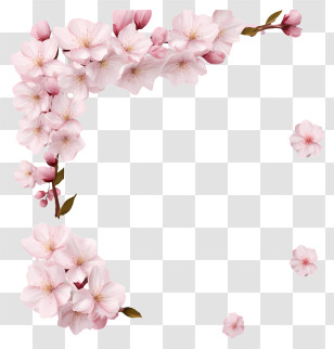 Blank Paper With Cherry Blossoms - Cherry Blossom Decorative Illustration Frame Transparent PNG