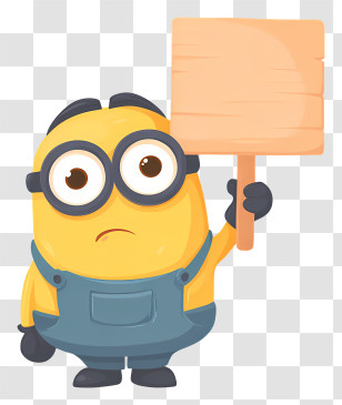 Minion Holding Placard - Yellow Cartoon Character Holding A Blank Sign Transparent PNG