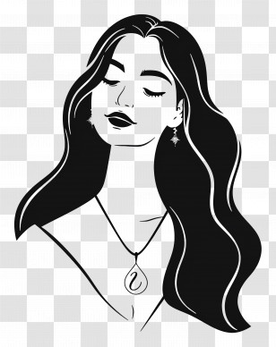 Girl Logo - Minimalist Black And White Woman Portrait Transparent PNG