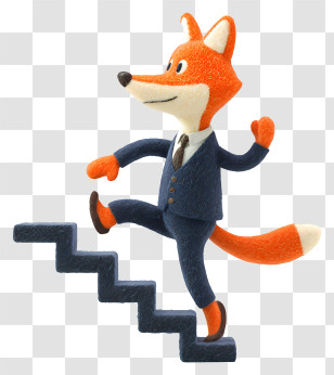 Fox Climbing Stairs - Fox Climbing Stairs In Suit Transparent PNG