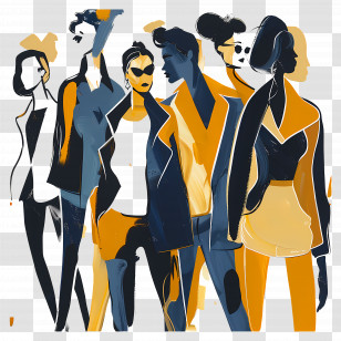 Group Of People - Stylish Fashion Models Illustration Transparent PNG