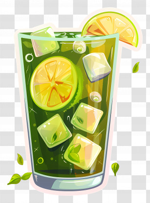 Lemon Tea - Refreshing Lemon Drink With Ice Cubes Transparent PNG