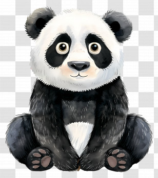 Cartoon Panda - Adorable Panda Cartoon Drawing Transparent PNG
