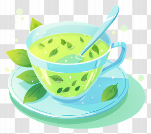 Green Tea - Artistic Green Tea Cup Illustration Transparent PNG
