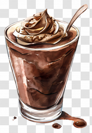 Chocolate Mousse - Delicious Chocolate Milkshake With Cream Transparent PNG