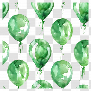Green Background - Green Watercolor Balloons Pattern Transparent PNG
