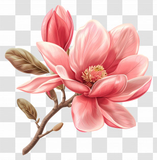 Pink Flower - Beautiful Pink Flower On Branch Transparent PNG
